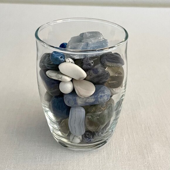 Mystical Blue Stone Collection in Glass Jar for Decor Energy Healing Meditation - Picture 7 of 11